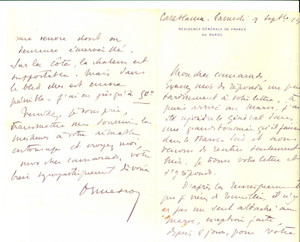 Autografo originale 1916 CASABLANCA (MAROC) Lettera di un funzionario sulle opere del colonialismo 1