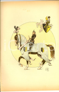 Stampa, bozzetto originale 1890 L. VALLET Le chic Ã  cheval - Ancien cavalier *Lithographie 25x33 cm 1