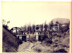 Fotografia d epoca originale 1925 ca STRADA DEL BRALLO PV Viadotto in costruzione Foto artistica SCARANI 1