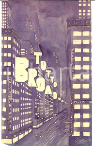 Stampa, bozzetto originale 1930 ca Norberto CAVIGLIA Tutto Broadway *Illustrazione spartito ORIGINALE 1