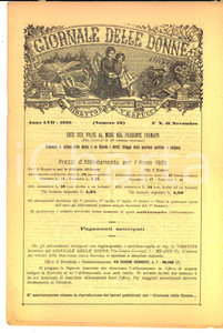 Giornale, rivista storica 1925 MILANO GIORNALE DELLE DONNE Anno LVII nÂ° 22 Il silenzio degli usignoli 1