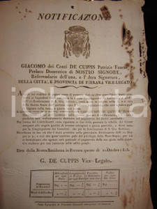 Documento originale, autentico 1818 FERRARA AnnualitÃ  Congregazione LAVORIERI Bonifica SAN GIOVANNI BATTISTA 1
