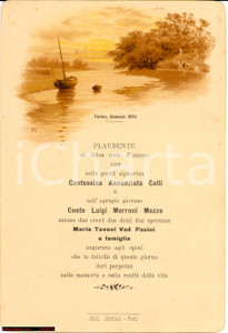 Oggetto da collezione cartaceo 1894 Fermo AP Nozze Conti COLLI  MORRONI MOZZO  Biglietto augurale 1