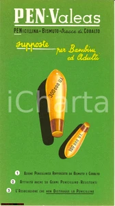 Materiale pubblicitario d’epoca 1955 PEN VALEAS Supposte  cartoncino pubblicitario 1