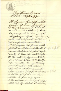 Manoscritto, lettera originale 1896 Castenedolo San Polo, contratto per la vendita di fieno 1