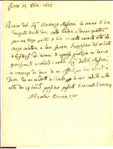 Documento originale, autentico 1823 TORRE LUCCA Nicolao BERNA risarcito per una nevicata su oliveti 1