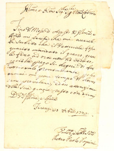 Manoscritto, lettera originale 1773 FIRENZE Pietro Paolo Papini chiede invio grano e minaccia causa Lettera 1