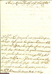 Manoscritto, lettera originale 1746 FIRENZE Bartolomeo OMBROSI e il compenso per le fatiche Lettera 1
