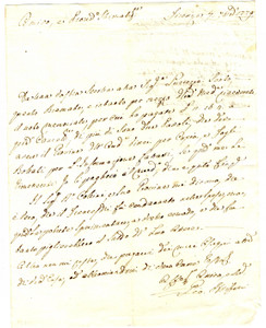 Documento originale, autentico 1779 FIRENZE Giovanni BISCHERO invia il noto memoriale 1