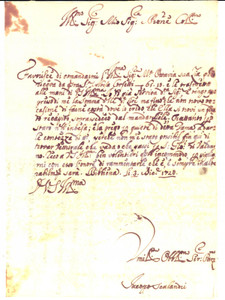 Documento originale, autentico 1728 BIBBIENA AR Jacopo SCALANDRI per la quiete di detta Dama Lettera 1