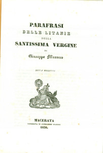 Oggetto da collezione cartaceo 1838 Giuseppe MAROCCO Parafrasi litanie Santissima VERGINE 6 edizione 1 1