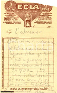 Materiale pubblicitario d’epoca 1920 MILANO ECLA lucido insuperabile ordine Sapone Bleu 1