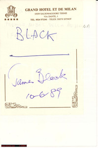 Autografo originale 1989 SALSOMAGGIORE TERME PR Autografo sir James BLACK 1