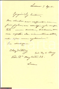 Documento originale, autentico 1896 LIVORNO Carlo REY DI VILLAREY esige vincita al  gioco d azzardo Lettera 1