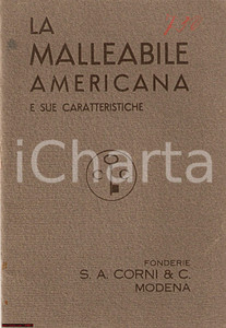 Libro, pubblicazione d epoca 1930 ca MODENA Fonderie CORNI La malleabile americana 1