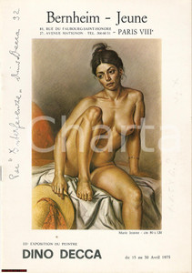 Libro, pubblicazione d epoca 1975 PARIS Galleria BERNHEIMJEUNE  Vernissage Dino DECCA  Catalogo AUTOGRAFO 1