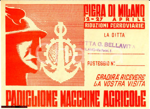 Oggetto da collezione cartaceo 1934 FIERA DI MILANO Invito, illustr. casco alato 1