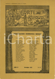Giornale, rivista storica 1955 LA CORTE DI SALOMONE Pubblicazione enimmistica mensile Anno LV nÂ° 11 1