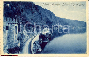 Cartolina originale da collezione 1927 Luino Strada Maccagno, Lago Maggiore Animata 1