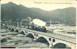Cartolina originale da collezione 1930 VENTIMIGLIA IM Nuovo ponte con treno da Francia 1