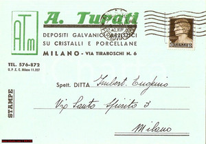 Cartolina originale da collezione 1940 MILANO Invito ditta TURATI VII TRIENNALE FG VG 1