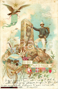 Cartolina originale da collezione 1919 IIIÂ° Gruppo ALPINO Di qui non si passa FP VG 1