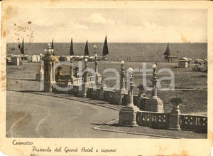Cartolina originale da collezione 1940 CESENATICO FC Piazzale del GRAND HOTEL e capanni 1