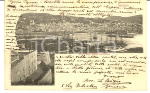 Cartolina originale da collezione 1903 GENOVA Panorama della Lanterna Autog. Luigi BIXIO FP VG 1