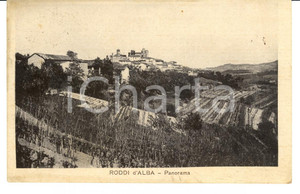 Cartolina originale da collezione 1928 RODDI D'ALBA (CN) Panorama del paese Cartolina FP VG 1