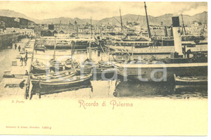 Cartolina originale da collezione 1900 ca PALERMO Veduta del porto *Cartolina ANIMATA FP NV 1