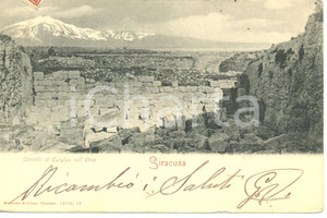 Cartolina originale da collezione 1903 SIRACUSA Castello di EURYLUS coll'ETNA *Cartolina FP VG 1