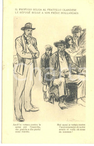 Cartolina originale da collezione 1917 WW1 SATIRA DI GUERRA Il profugo belga al fratello olandese *Cartolina FP NV 1