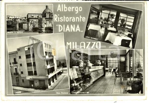 Cartolina originale da collezione 1961 MILAZZO ME Vedutine Ristorante Diana e Castello Cartolina FG VG 1