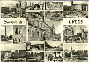 Cartolina originale da collezione 1962 LECCE Vedutine con COLONNA SANT ORONZO e anfiteatro romano Cartolina FG VG 1