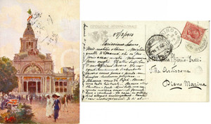 Autografo originale 1911 EXPO TORINO Cartolina conte TROTTI a moglie Laura CHIONIO Autografo 1