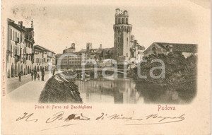 Cartolina originale da collezione 1910 ca PADOVA Ponte di ferro sul BACCHIGLIONE Animata *Cartolina in rilievo FG 1