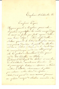 Manoscritto, lettera originale 1886 CAGLIARI REGIA MARINA Vittorio TORNIELLI esegue tiri al cannone Autografo 1