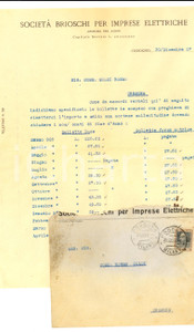 Manoscritto, lettera originale 1927 CODOGNO LO Società BRIOSCHI per Imprese Elettriche Lettera a Romeo SOLDI 1