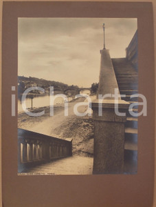 Fotografia d'epoca originale 1940 ca TORINO Ponte UMBERTO I sul Po con imbarco *Foto ed. Guido COMETTO 1