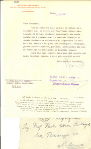 Autografo originale 1952 ROMA INCIS Avv. Antonio IANNOTTA al sen. Antonio ROMANO *Autografi 1