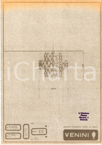 Materiale pubblicitario d’epoca 1960 circa MURANO VENEZIA Vetrai VENINI Disegno lampada *copia eliografica 1