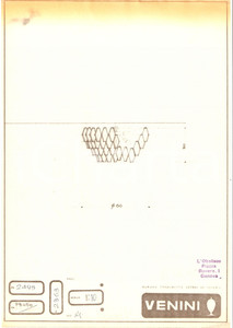 Materiale pubblicitario d’epoca 1960 circa MURANO VENEZIA vetrai VENINI Disegno plafoniera *copia eliografica 1