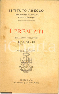 Libro, pubblicazione d epoca 1934 GENOVA ISTITUTO ARECCO premiazioni  libretto 1