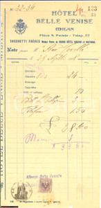 Documento originale, autentico 1918 MILANO Albergo Bella Venezia  piazza San Fedele 1