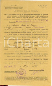 Documento originale, autentico 1935 COCCONATO (AT) Confisca cavallo di Flavio FERRERO 1
