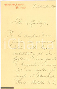Manoscritto, lettera originale 1901 FELIZZANO AL Carlo FRATTINI precettore non pagato 1