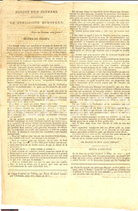 Documento originale, autentico 1815 TORINO Progetto per LE PUBLICISTE EUROPEEN Inedito 1