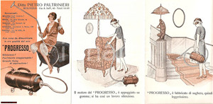 Materiale pubblicitario d’epoca 1928 BOLOGNA Pietro PALTRINIERI Aspirapolvere PROGRESSO 1