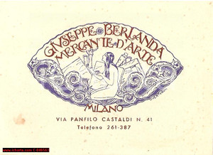 Oggetto da collezione cartaceo 1930 MILANO Giuseppe BERLANDA mercante d'arte VENTURINI 1