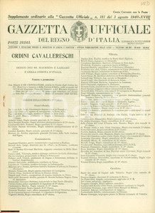 Documento originale, autentico 1940 REGNO D ITALIA Nomine Reali Ordini CAVALLERESCHI 1